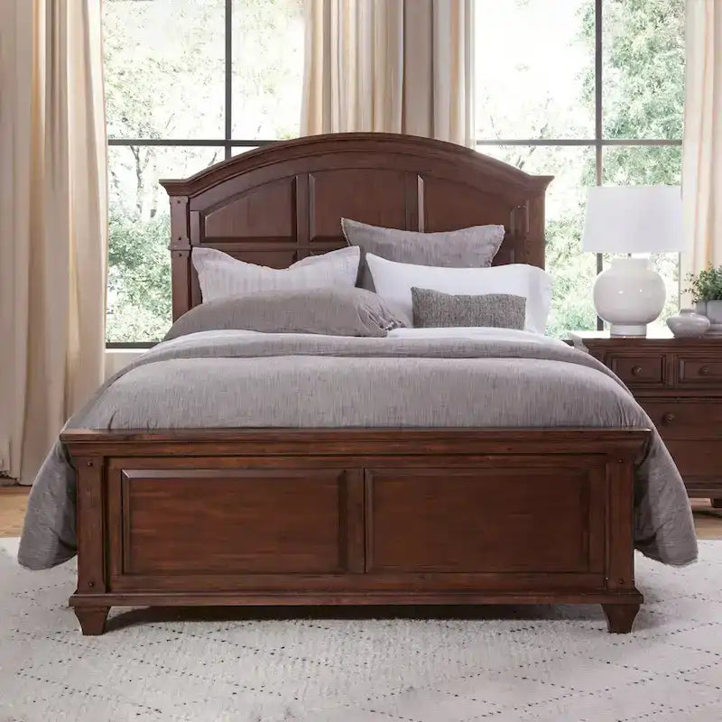Harbor Point Rustic Cherry Arched Panel Bed