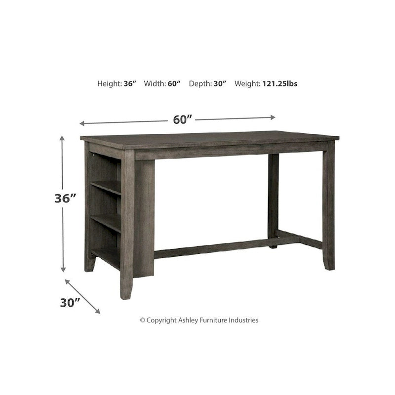 Caitbrook Rectangular Counter Height Dining Table with Storage - Gray