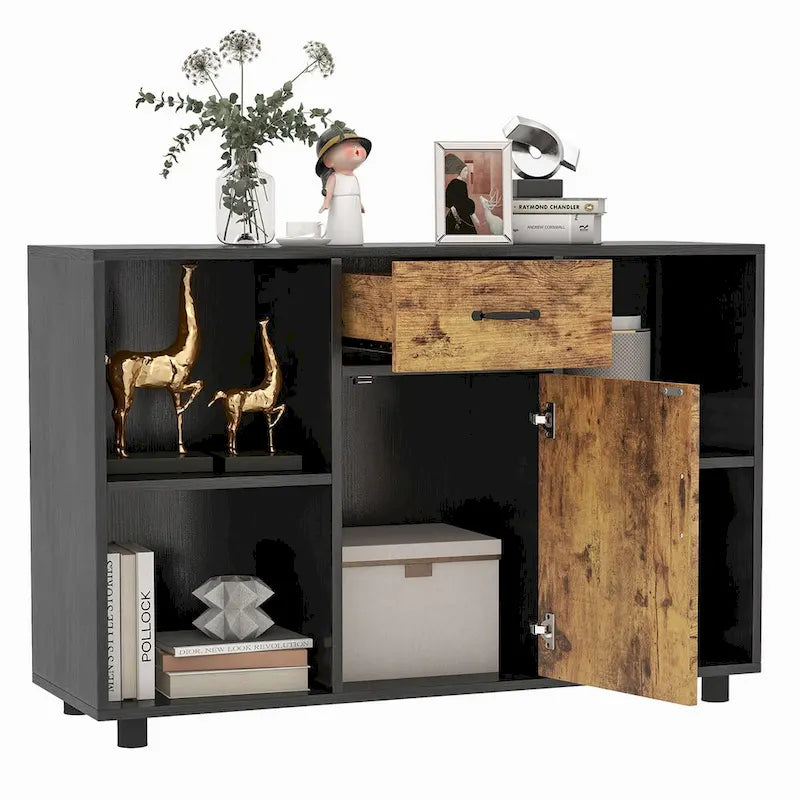 Costway Farmhouse Buffet Sideboard Coffee Bar File Cabinet Console - 48 x 16 x 31.5 (L x W x H)