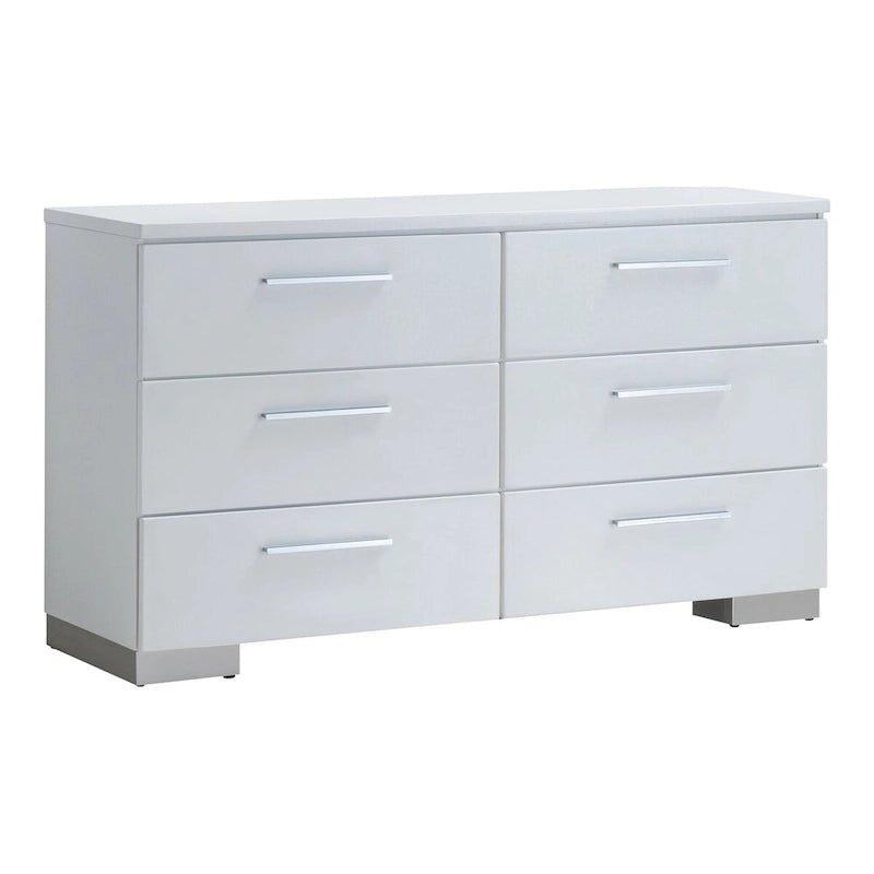 Furniture of America Ballingham Contemporary White 2-Piece 6-Drawer Dresser and Mirror Set