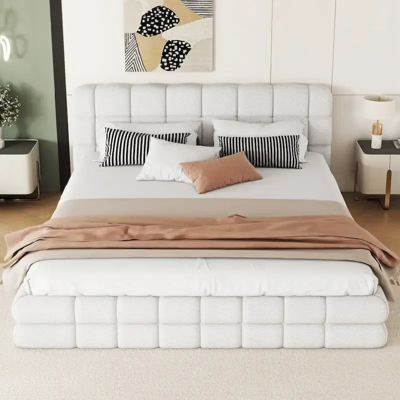 Queen Size Upholstered Platform Bed For Bedroom