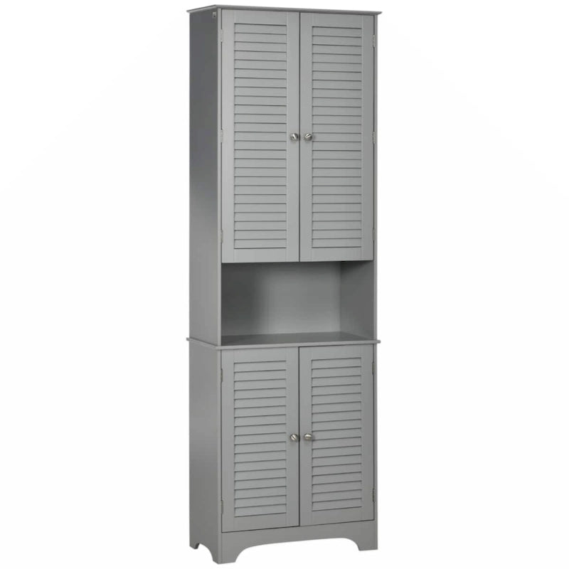 Freestanding Bathroom Linen Cabinet with 2 Cabinets and Countertop, Bathroom Floor Cabinet