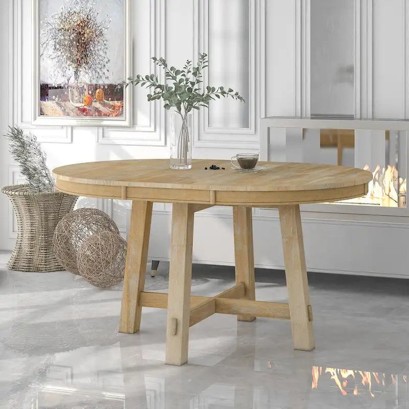 Farmhouse Round Extendable Dining Table