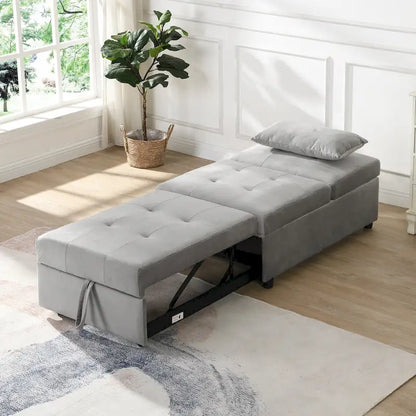Folding Ottoman Sofa Bed-Gray