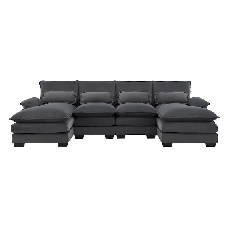 Modern Upholstered 6-Seat Modular U-Shaped Sleeper Sectional Sofa