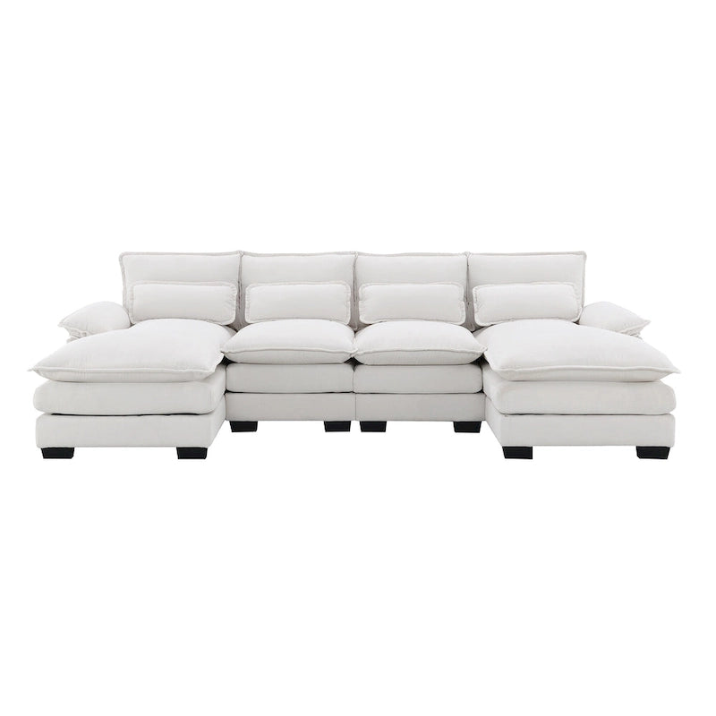 Modern Upholstered 6-Seat Modular U-Shaped Sleeper Sectional Sofa