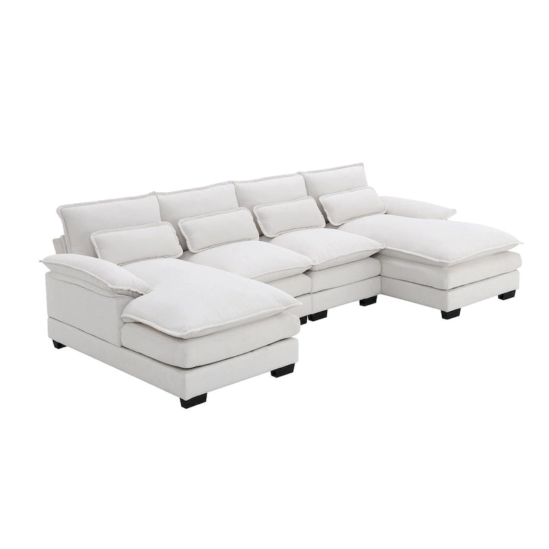 Modern Upholstered 6-Seat Modular U-Shaped Sleeper Sectional Sofa
