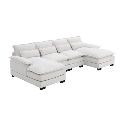 Modern Upholstered 6-Seat Modular U-Shaped Sleeper Sectional Sofa