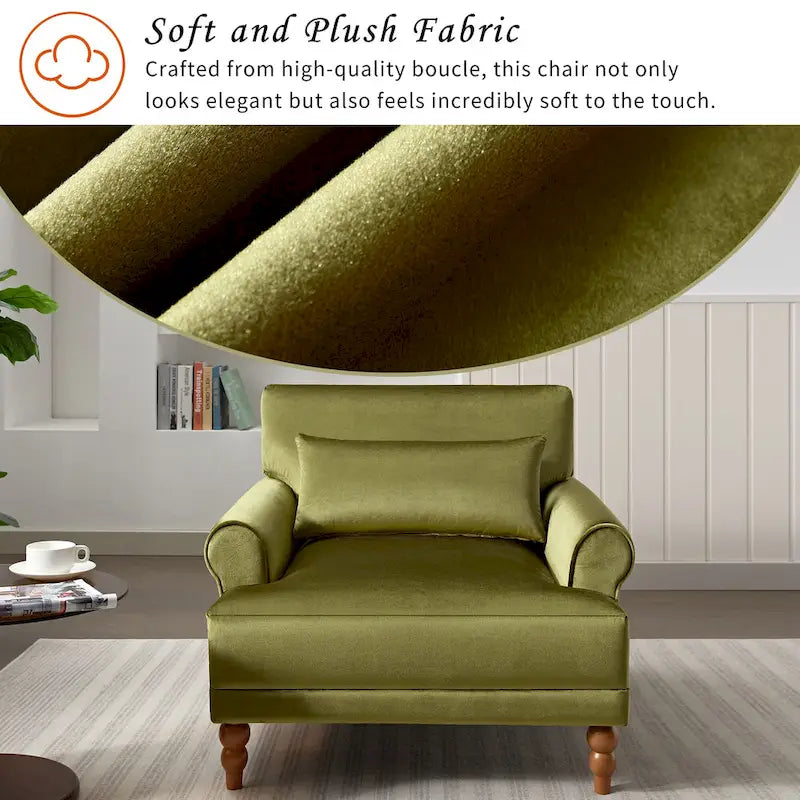 37.8 Velvet Accent Chair with Ergonomic Lumbar Support