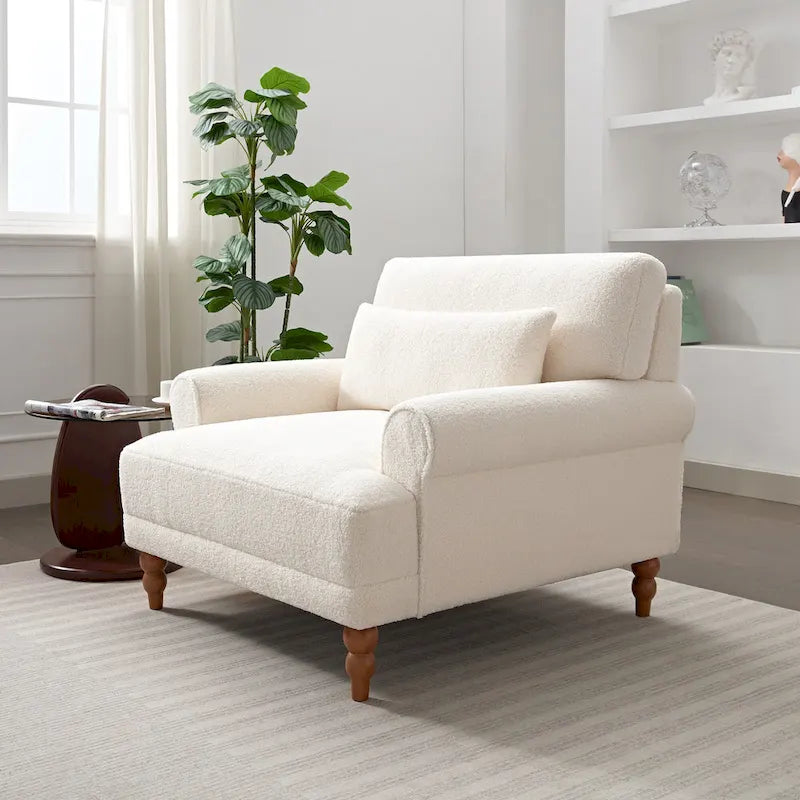 37.8 Velvet Accent Chair with Ergonomic Lumbar Support