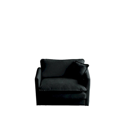 Black 3-Piece Chenille Sofa Set with Loveseat and 2 Single Sofas