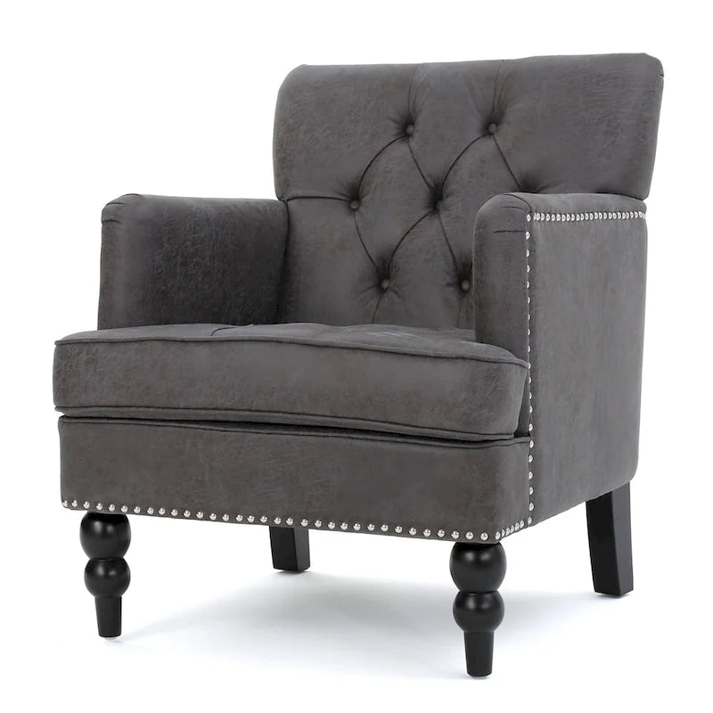 Slate 28 Button Tufted Club Chair with Nailheads