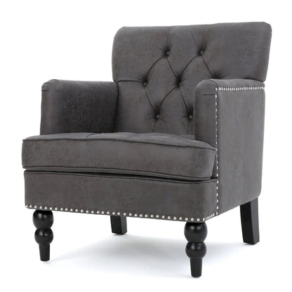 Slate 28 Button Tufted Club Chair with Nailheads