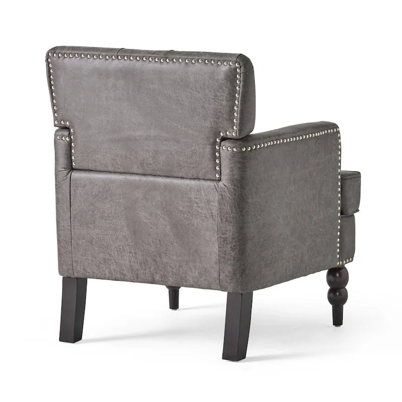 Slate 28 Button Tufted Club Chair with Nailheads