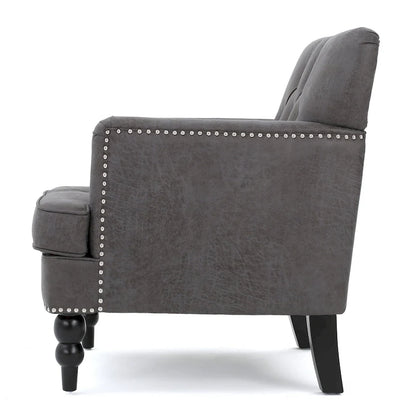 Slate 28 Button Tufted Club Chair with Nailheads
