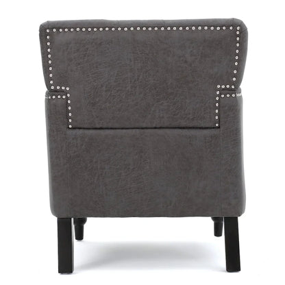 Slate 28 Button Tufted Club Chair with Nailheads
