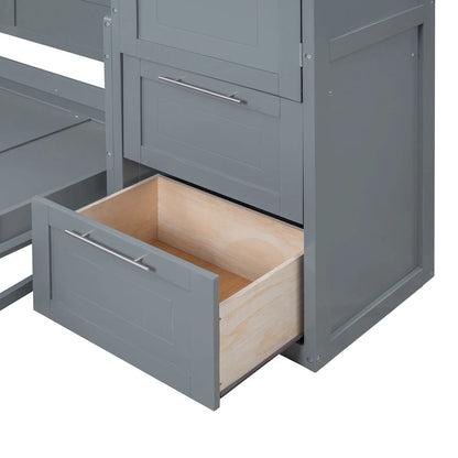 Queen Size Murphy Bed Wall Bed with Closet and Drawers