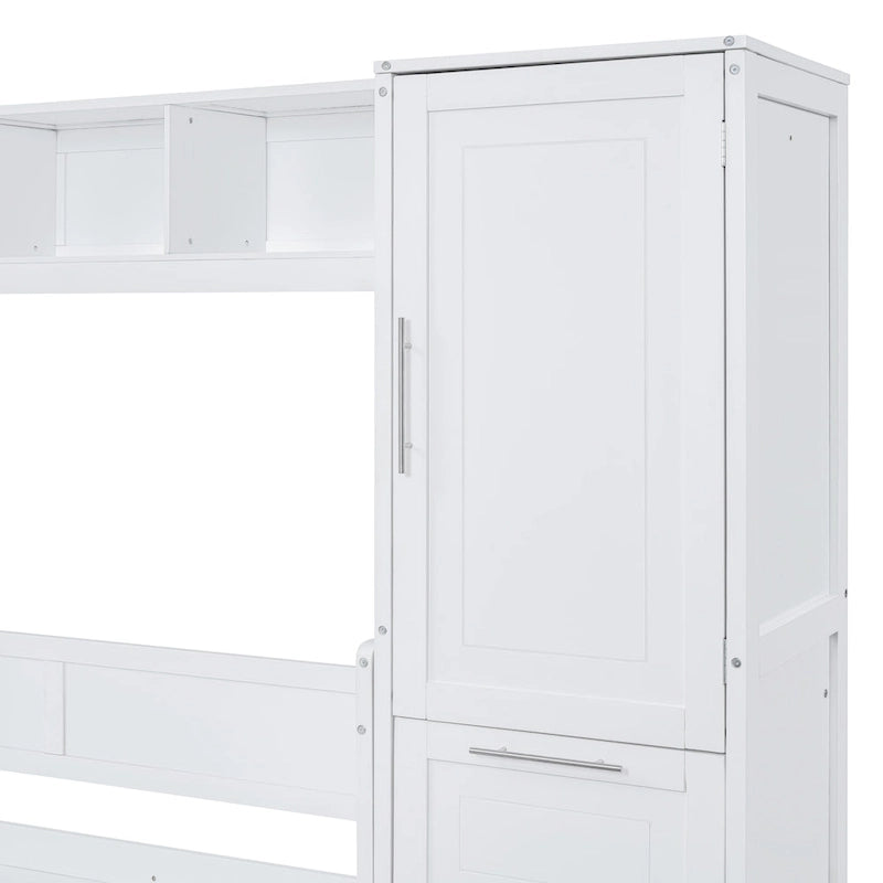 Queen Size Murphy Bed Wall Bed with Closet and Drawers
