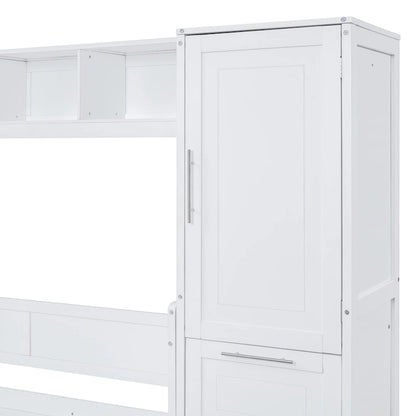 Queen Size Murphy Bed Wall Bed with Closet and Drawers