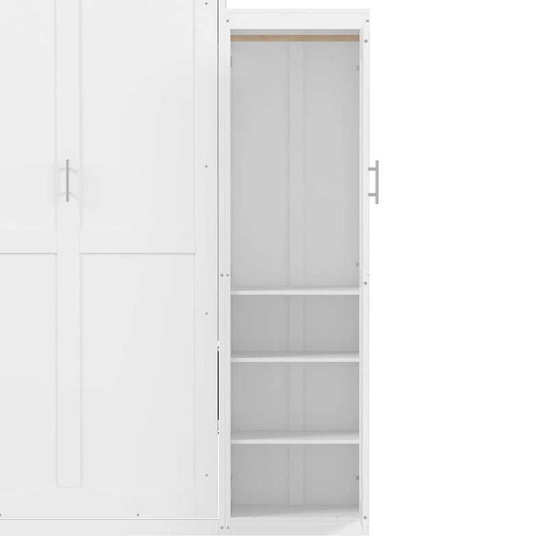 Full Size Murphy Bed with Two Wardrobe and Storage Shelf