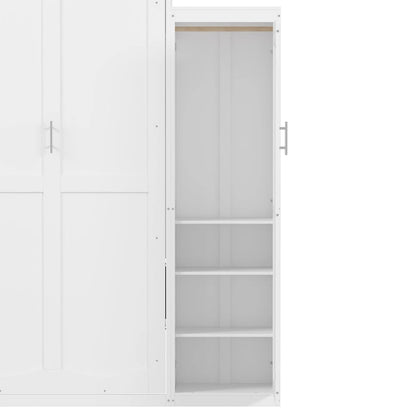 Full Size Murphy Bed with Two Wardrobe and Storage Shelf