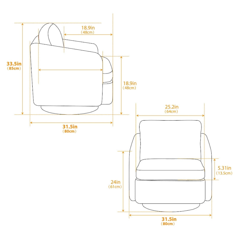 GDFStudio - Clara Chenille Swivel Accent Chair with Sleek Modern Design and Plush Cushioning - 31.5W