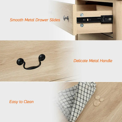 WAMPAT 59 Farmhouse TV Stand for 65 inch TV, Wood Entertainment Center with 2 Drawers and Storage Cabinets, Adjustable Shelves