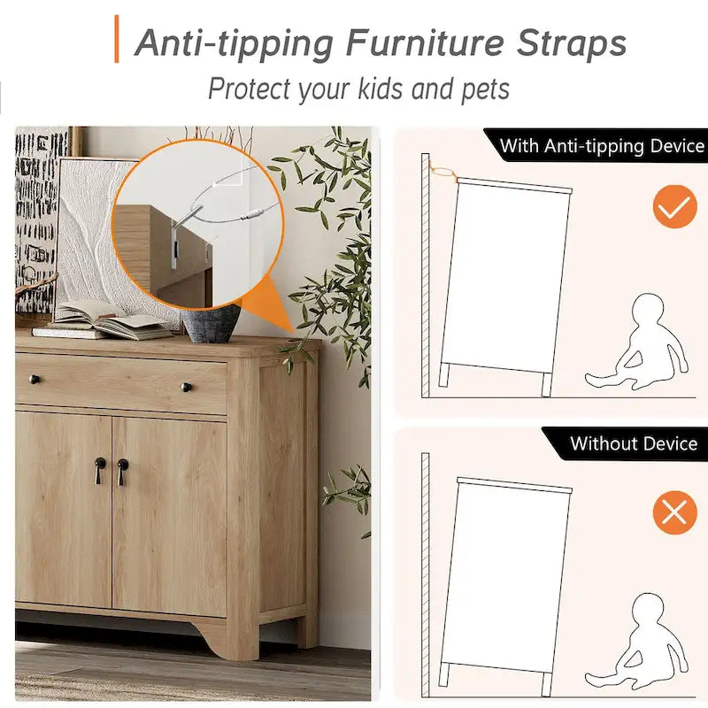 WAMPAT 59 Farmhouse TV Stand for 65 inch TV, Wood Entertainment Center with 2 Drawers and Storage Cabinets, Adjustable Shelves