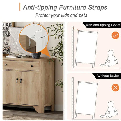 WAMPAT 59 Farmhouse TV Stand for 65 inch TV, Wood Entertainment Center with 2 Drawers and Storage Cabinets, Adjustable Shelves