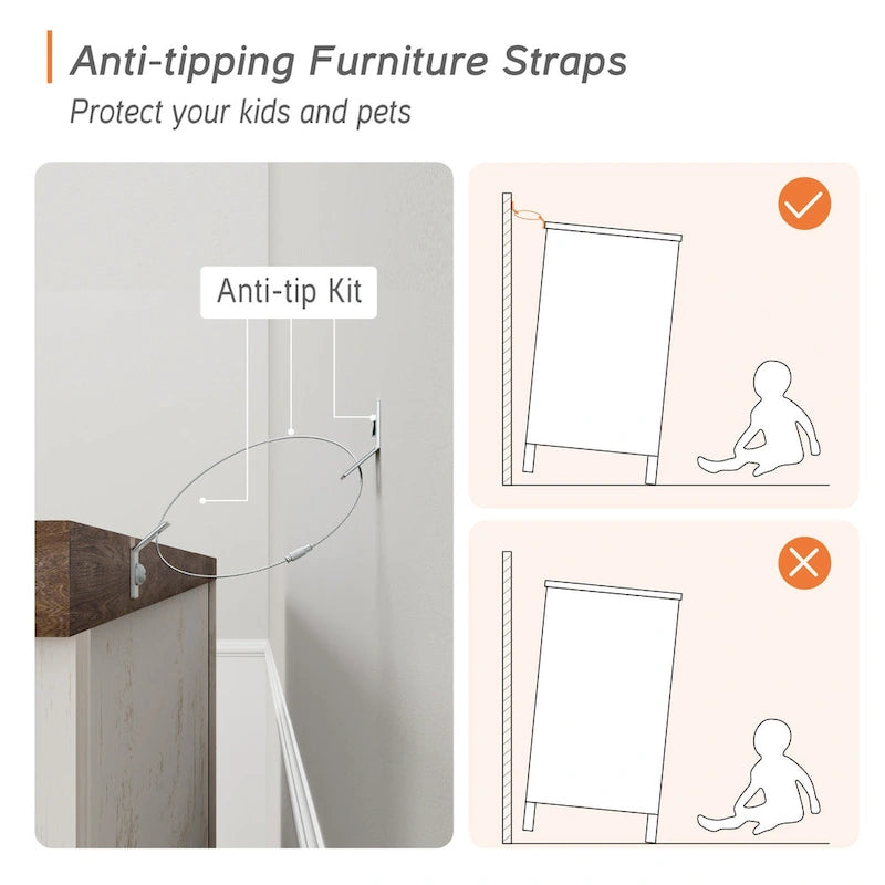 WAMPAT Farmhouse Dresser TV Stand with 6 Drawers for TVs up to 55 Inch, Wood Entertainment Center with Storage