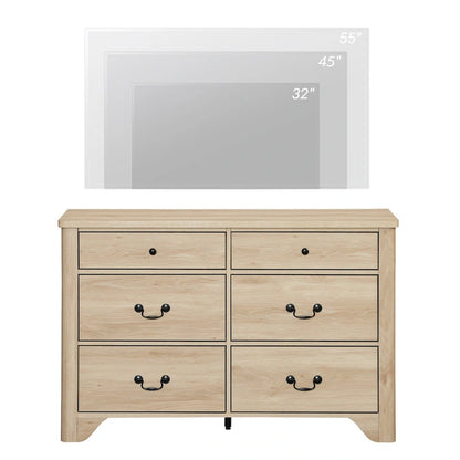 WAMPAT Farmhouse Dresser TV Stand with 6 Drawers for TVs up to 55 Inch, Wood Entertainment Center with Storage