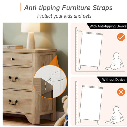 WAMPAT Farmhouse Dresser TV Stand with 6 Drawers for TVs up to 55 Inch, Wood Entertainment Center with Storage