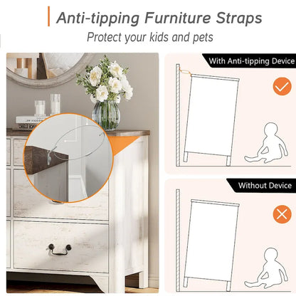 WAMPAT Farmhouse Dresser TV Stand with 6 Drawers for TVs up to 55 Inch, Wood Entertainment Center with Storage