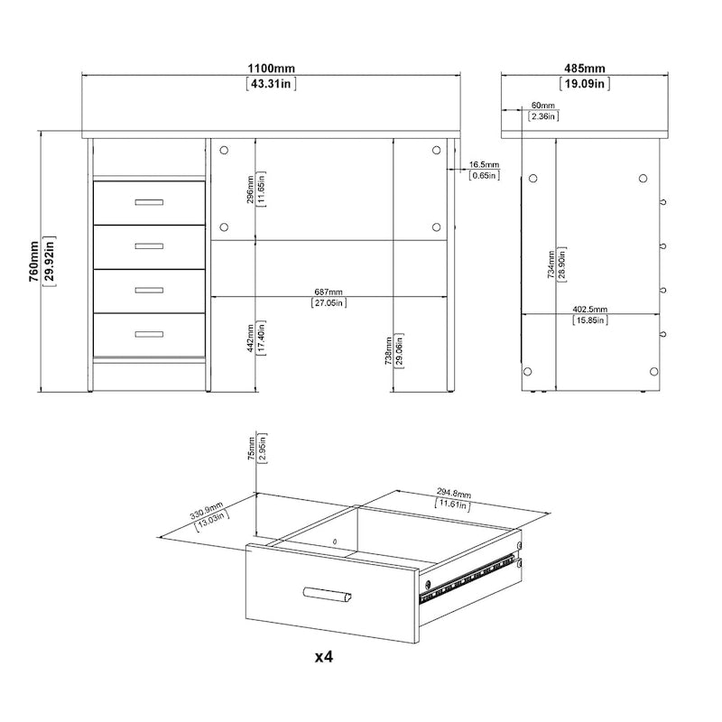 Porch & Den Skylar 4-drawer Desk