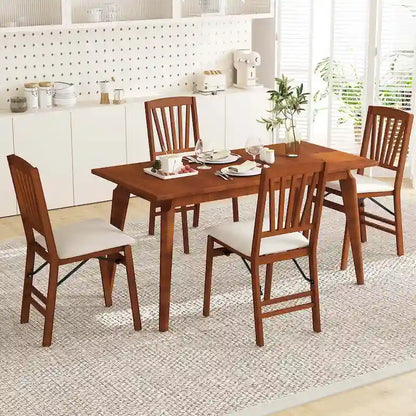 Costway 2/4 Set Kitchen Chairs with Rubber Wood Frame Upholstered Seat