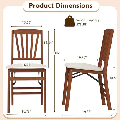 Costway 2/4 Set Kitchen Chairs with Rubber Wood Frame Upholstered Seat