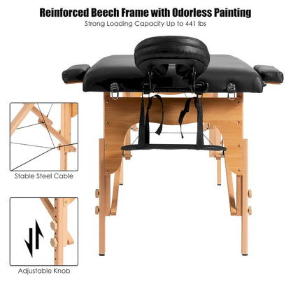 Costway 84L Portable Massage Table Adjustable Facial Spa Bed Tattoo