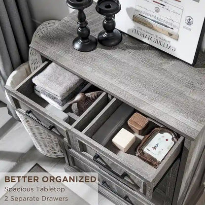 Farmhouse 6 Drawers Dresser Chests, Wood Rustic Chest of Drawers