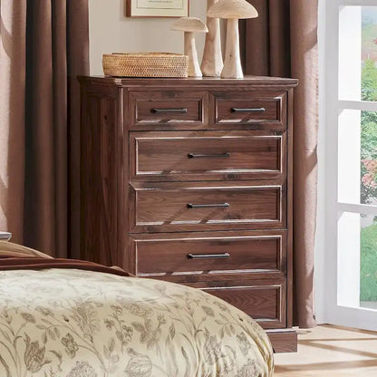 Farmhouse 6 Drawers Dresser Chests, Wood Rustic Chest of Drawers