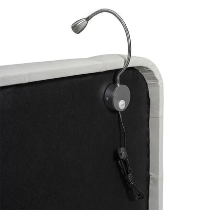 Queen Size Upholstered Bed Frame with 2 Reading Lights, PU Leather Platform Bed with Button Tufted Headboard for Bedroom