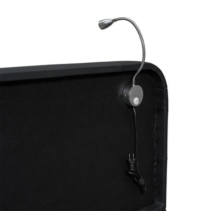 Queen Size Upholstered Bed Frame with 2 Reading Lights, PU Leather Platform Bed with Button Tufted Headboard for Bedroom