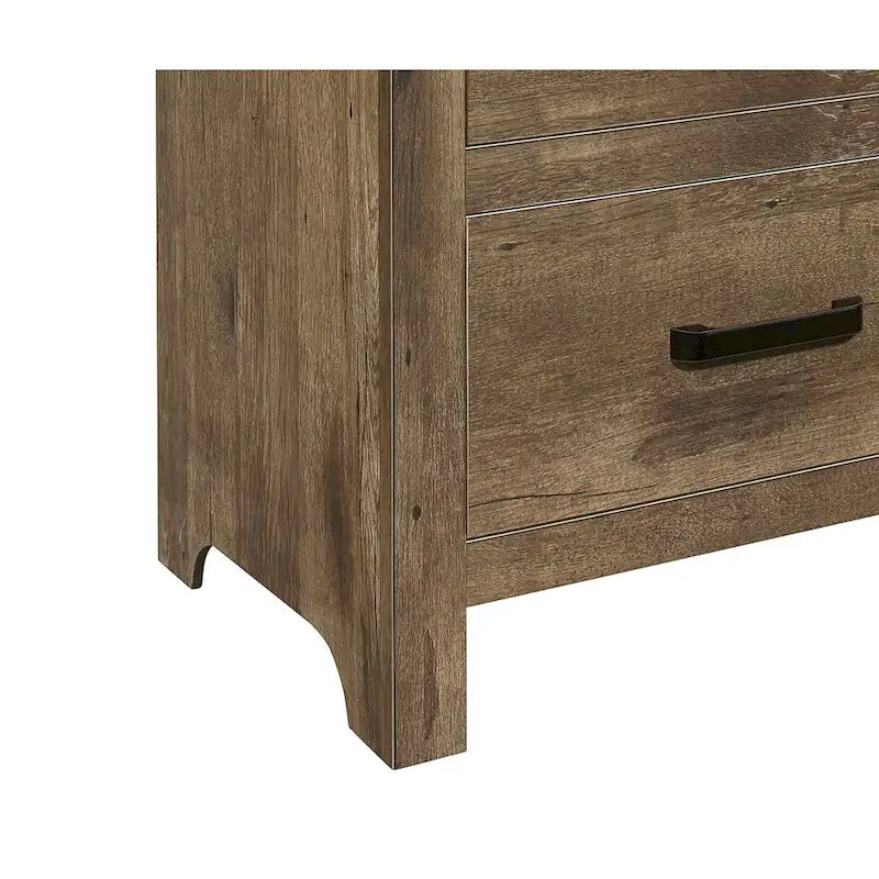 Transitional Solid Wood Nightstand, Bedside Storage Cabinet with Nickel Drawer Handles, Entry Side Table with Wooden Top