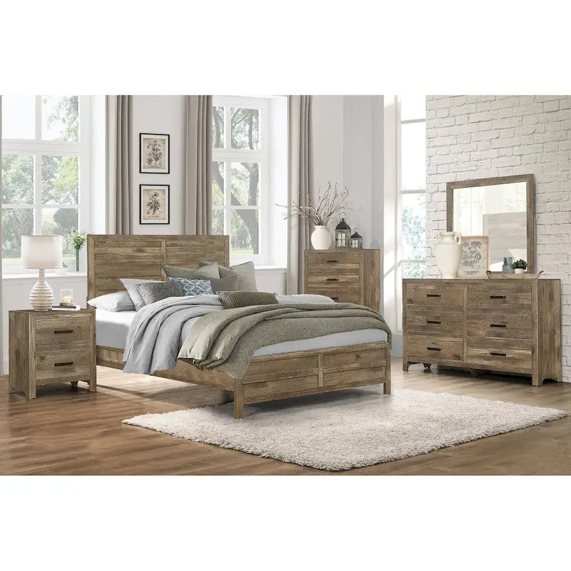Transitional Solid Wood Nightstand, Bedside Storage Cabinet with Nickel Drawer Handles, Entry Side Table with Wooden Top