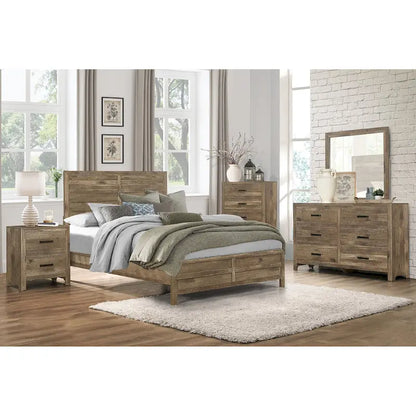 Transitional Solid Wood Nightstand, Bedside Storage Cabinet with Nickel Drawer Handles, Entry Side Table with Wooden Top