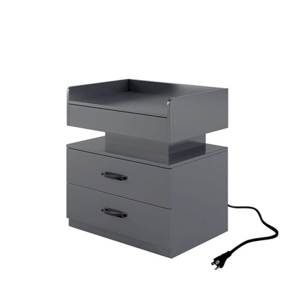 Smart Nightstand with Adjustable LED Light StripStorage Cabinet with 2 Drawers,Sofa Side Table, Coffee Table