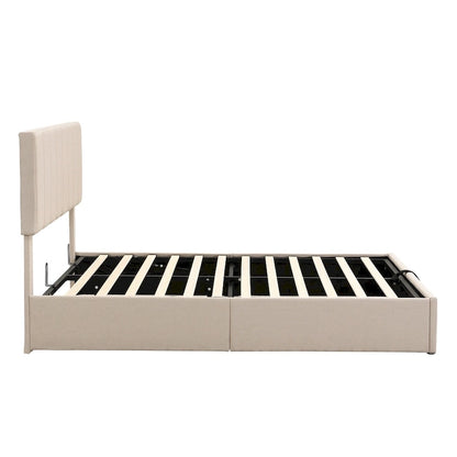 Upholstered Platform Bed with Hydraulic Storage System