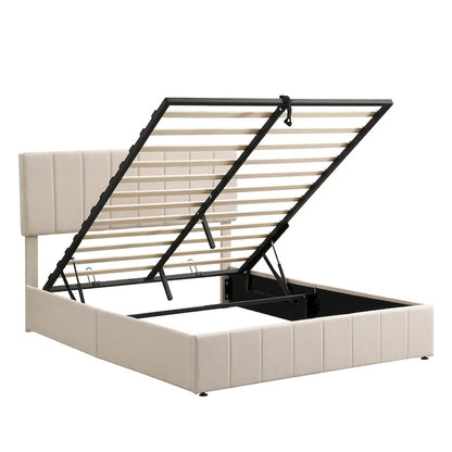 Upholstered Platform Bed with Hydraulic Storage System