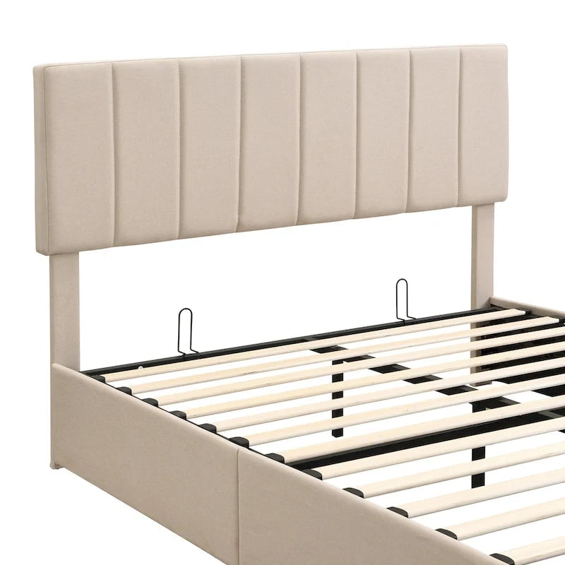 Upholstered Platform Bed with Hydraulic Storage System
