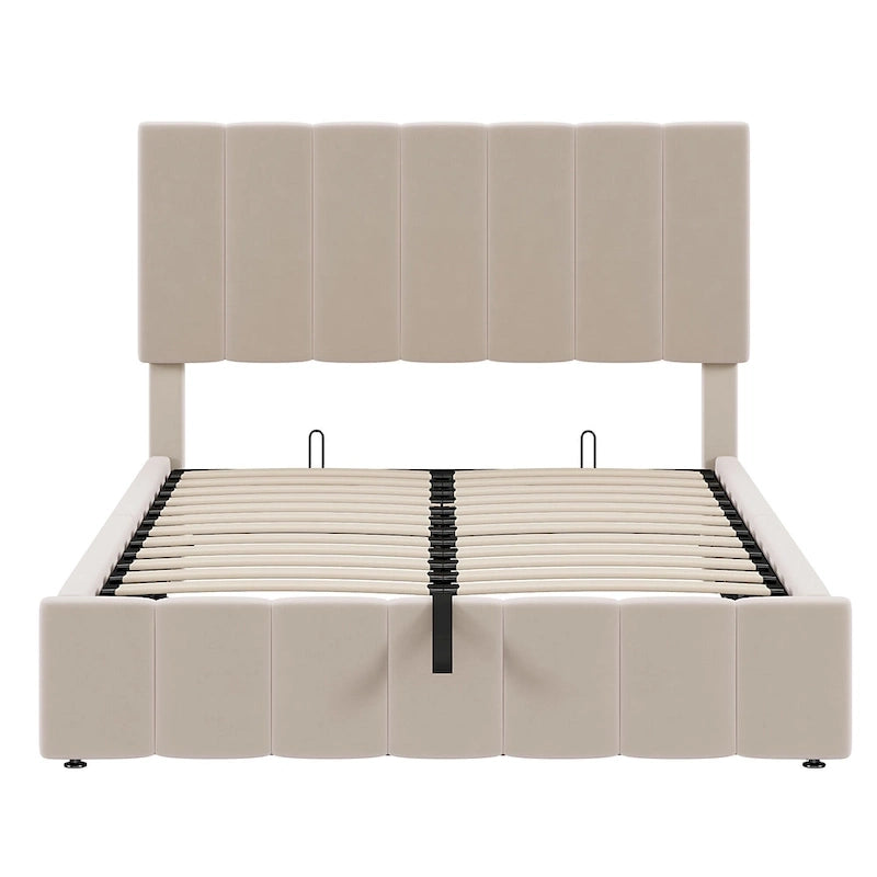 Upholstered Platform Bed with Hydraulic Storage System
