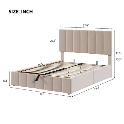 Upholstered Platform Bed with Hydraulic Storage System